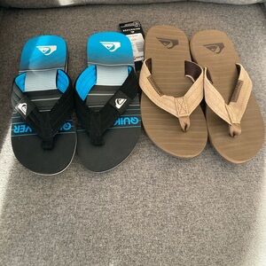 Quiksilver NWT  flip-flop two pair suede youth size 5